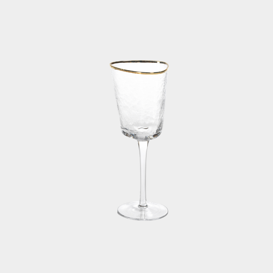 Aperitivo Hammered Wine Glasses with Gold Rim (Set of 4)
