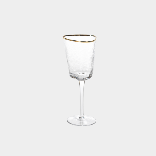 Aperitivo Hammered Wine Glasses with Gold Rim (Set of 4)