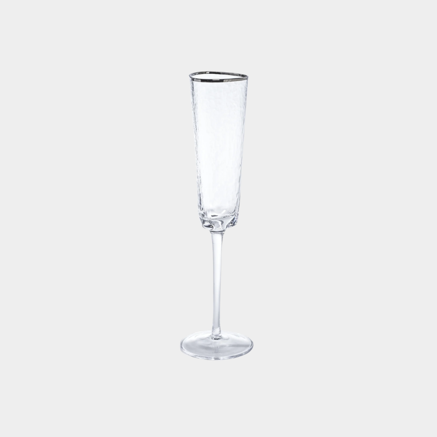 Aperitivo Hammered Champagne Flutes with Platinum Rim (Set of 4)