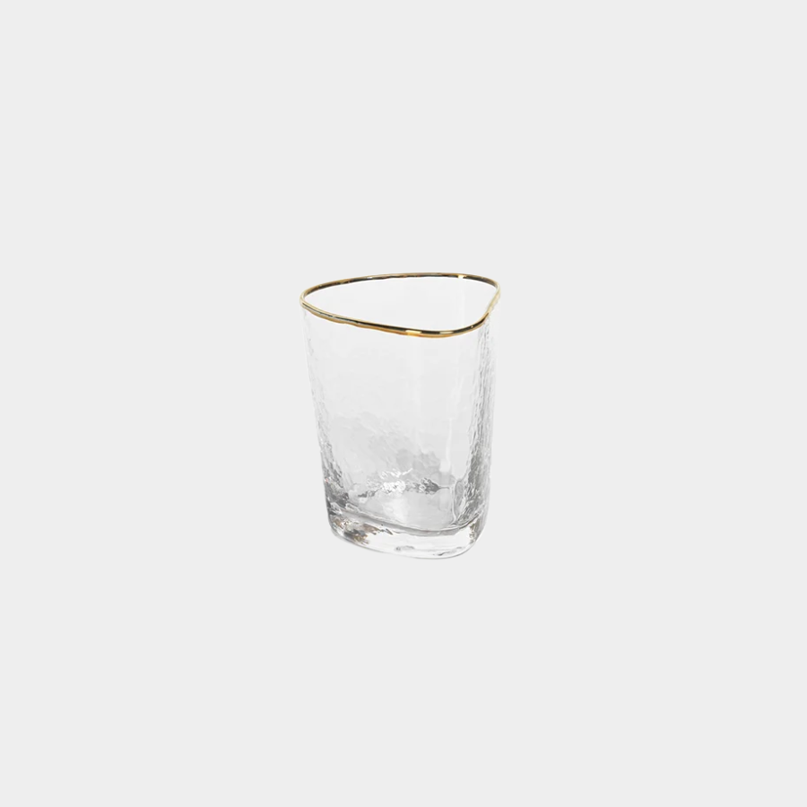 Aperitivo Hammered Double Old Fashioned Glasses with Gold Rim (Set of 4)