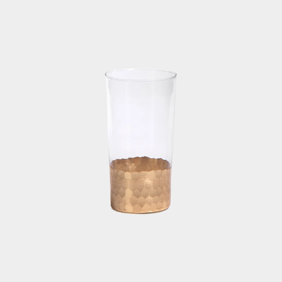 Fez Cut Glass Highball Glasses with Gold Leaf (Set of 4)