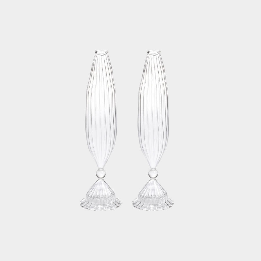 Flo Set Optic Glass Vases -12 inch (Set of 2)