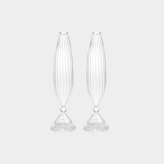 Flo Set Optic Glass Vases -12 inch (Set of 2)