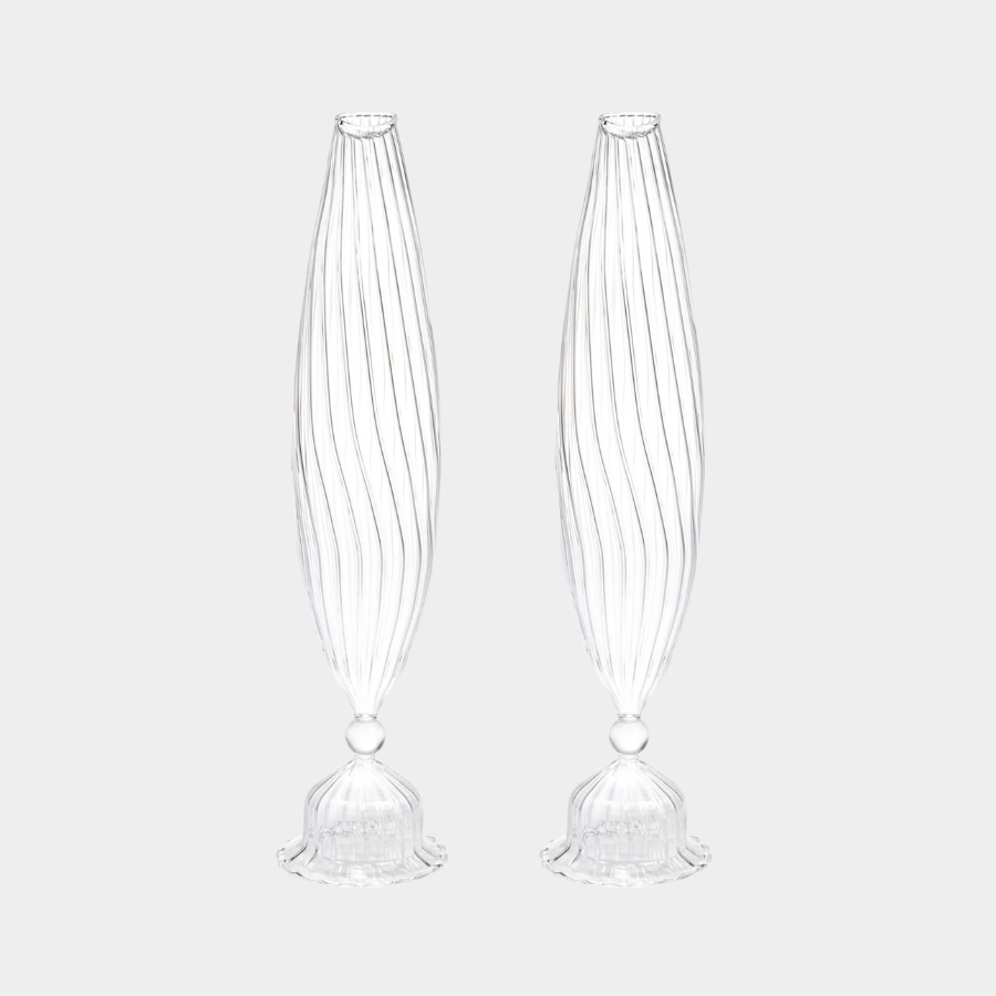 Flo Set Optic Glass Vases -14 inch (Set of 2)