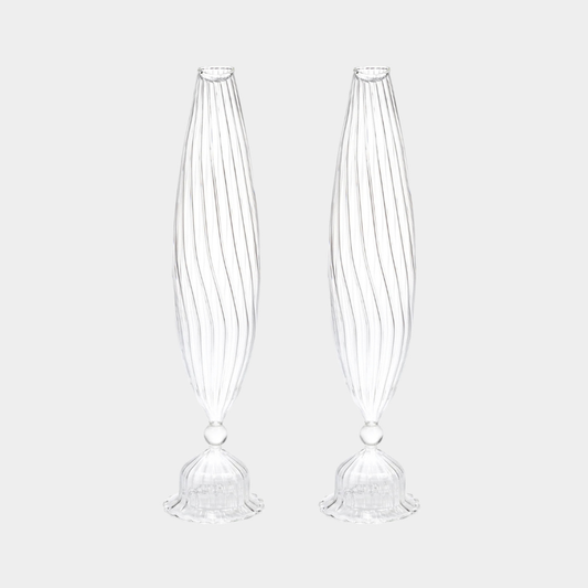Flo Set Optic Glass Vases -14 inch (Set of 2)