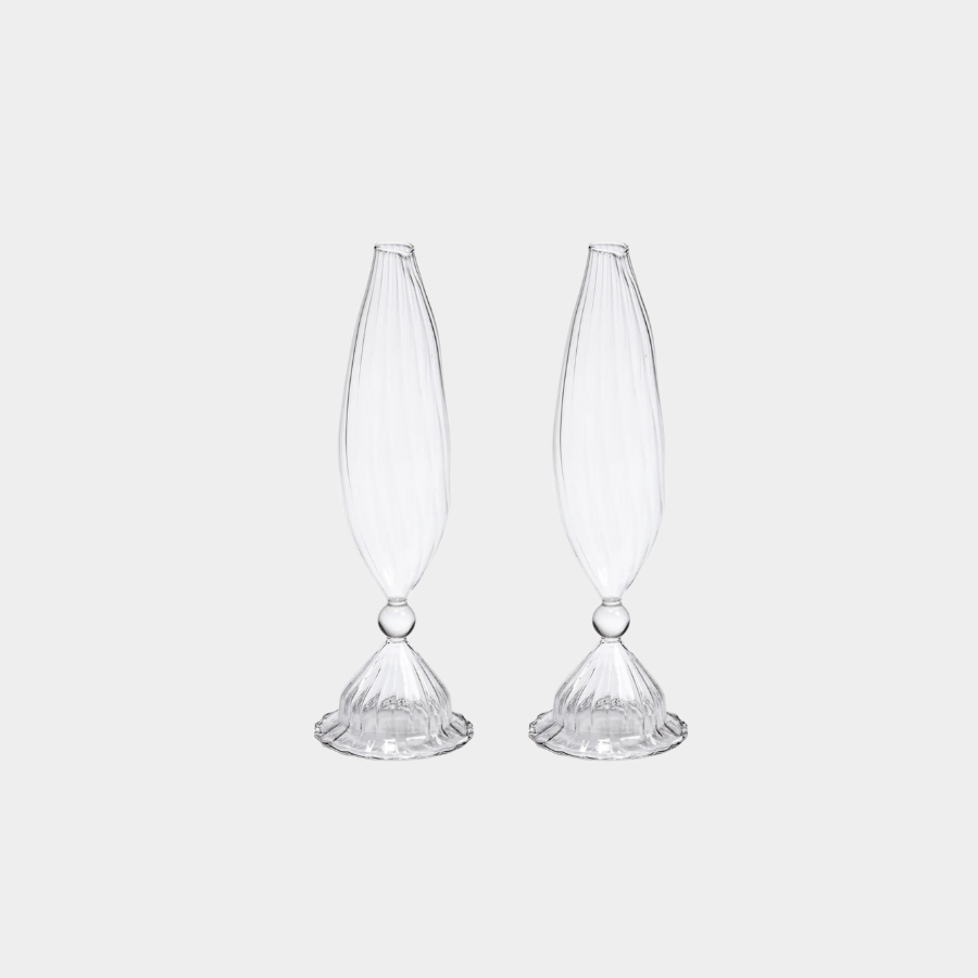 Flo Set Optic Glass Vases -10 inch (Set of 2)