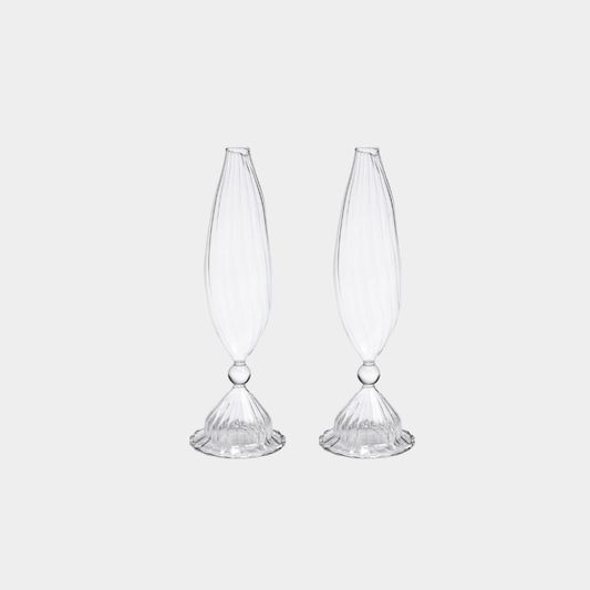 Flo Set Optic Glass Vases -10 inch (Set of 2)