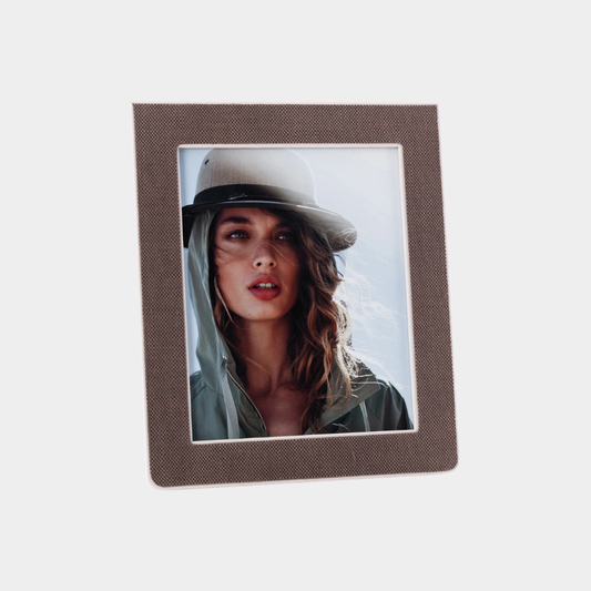 Raffia Over Nappa Cream Leather Photo Frame, 8x10