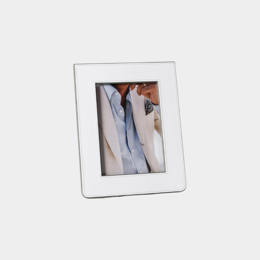 Nappa Leather Photo Frame - White and Gray  (5 x 7)