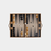 Geneva 19 in Backgammon Set - Taupe Leather