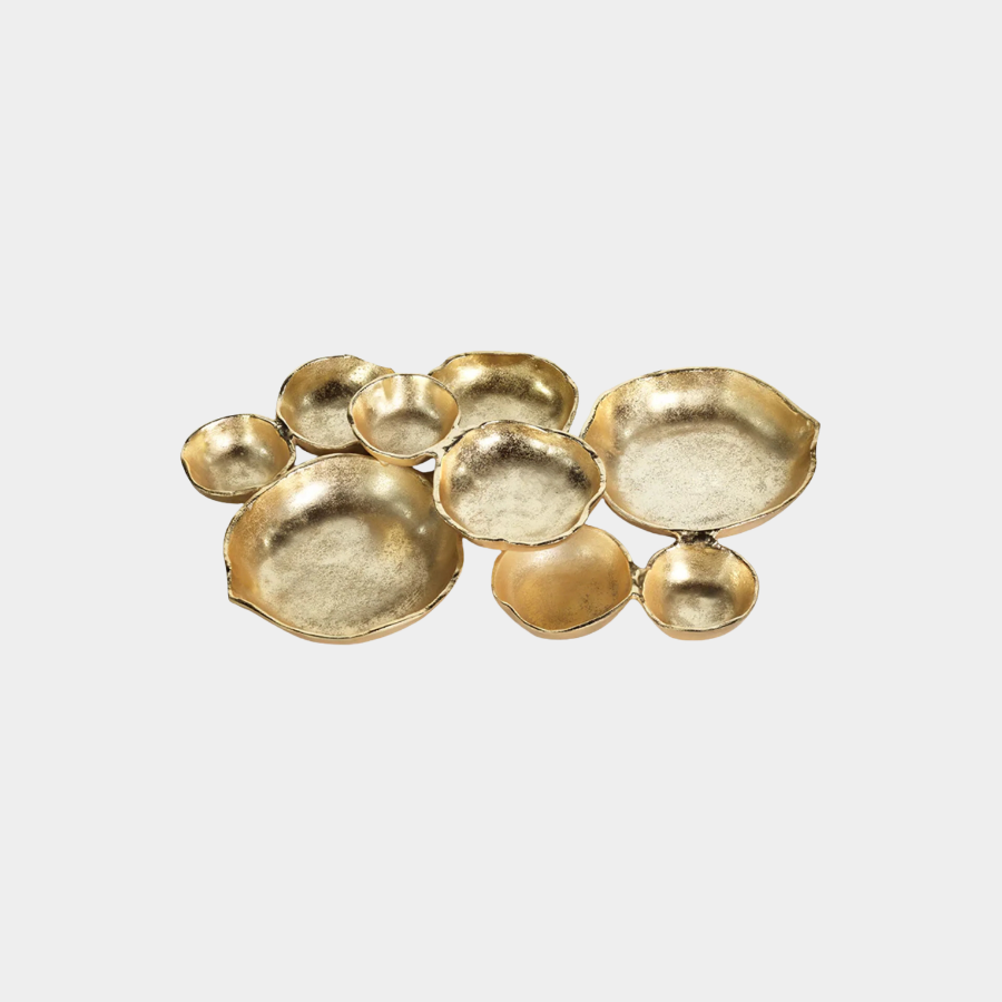 Cluster of Nine Round Serving Bowls - Gold