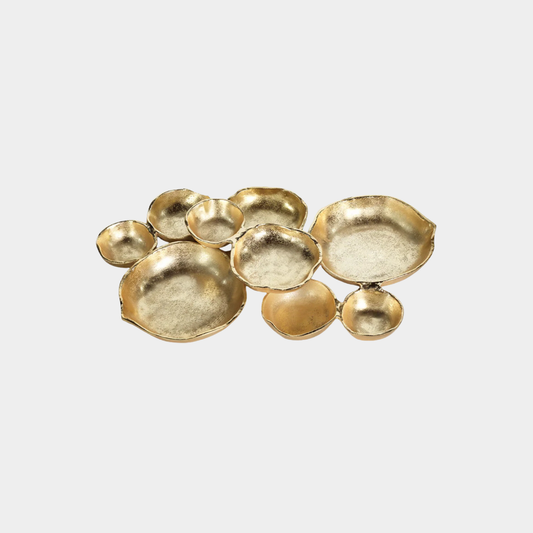 Cluster of Nine Round Serving Bowls - Gold