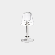 Isola Glass Tealight Lamp Candle Holder, Clear and Silver