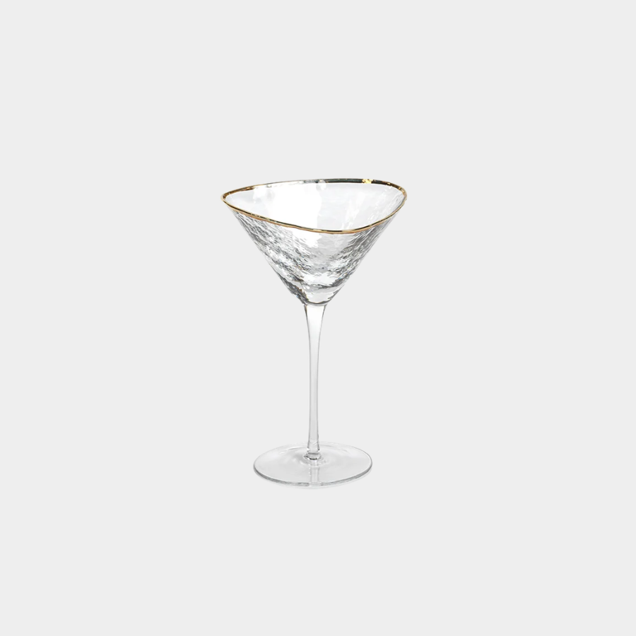 Aperitivo Hammered Martini Glasses with Gold Rim (Set of 4)