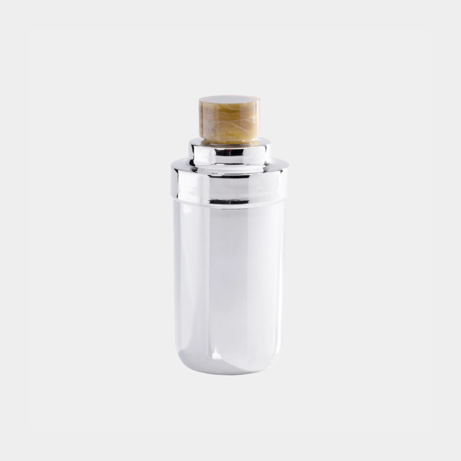 Spiga Stainless Steel Cocktail Shaker, Nickel with Amber Cap