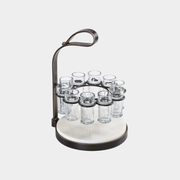 Tequilero 10-Piece Tequila Shot Set with Marble Cutting Board
