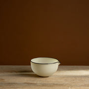 Cream Hand-Blown Glass Spout Bowl with Brown Rim