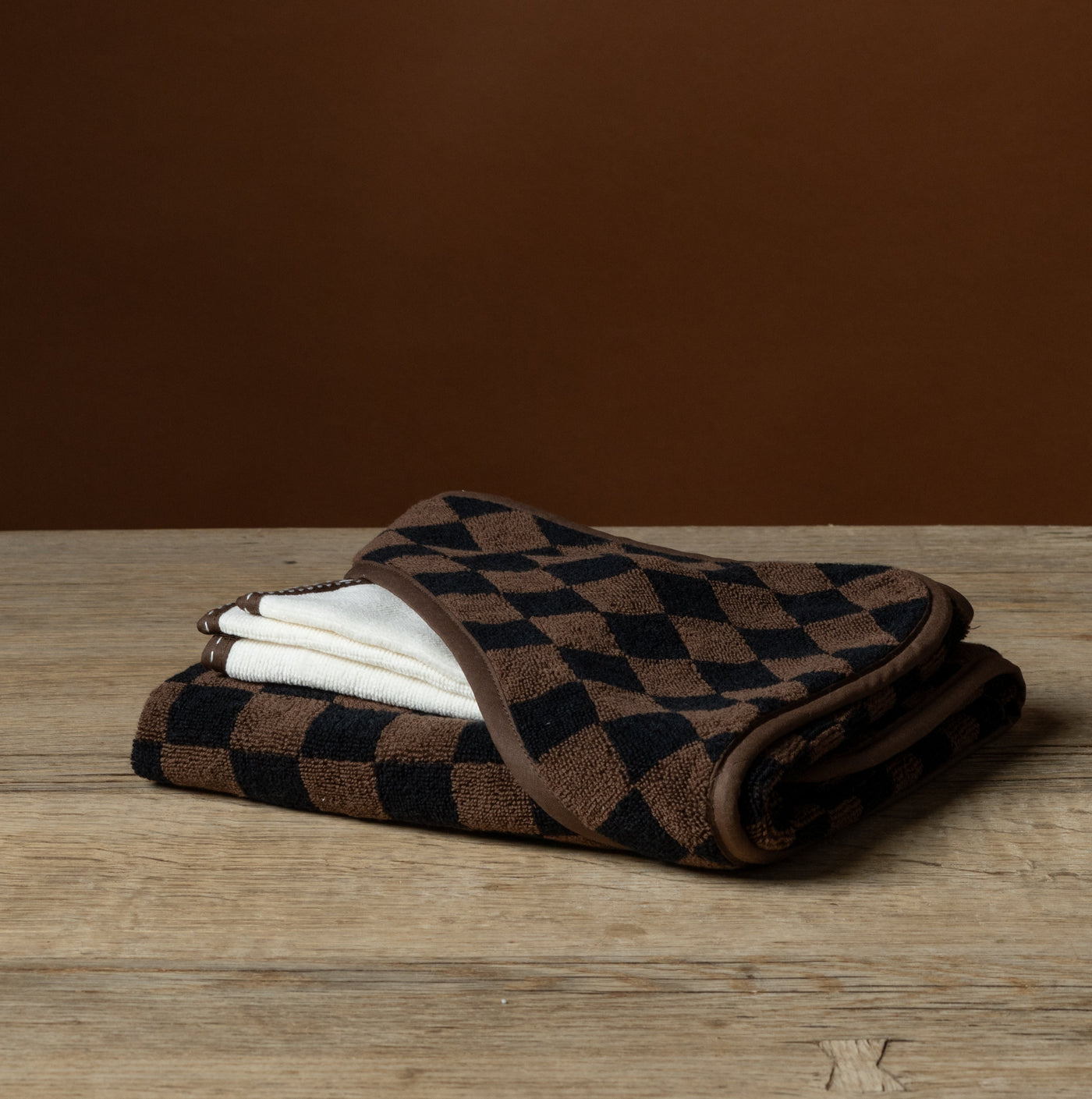 Baby Toweling in Tabac & Noir