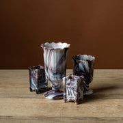 Purple Slag Glass Faux Bamboo Cachepot No. 2