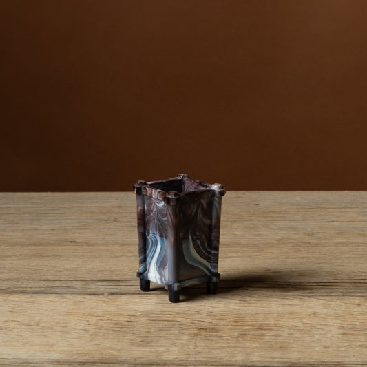 Purple Slag Glass Faux Bamboo Cachepot No. 2