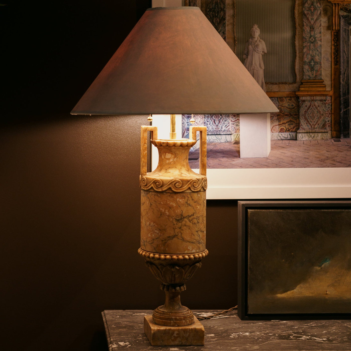 20th C. Italian Grand Tour Marble Lamp