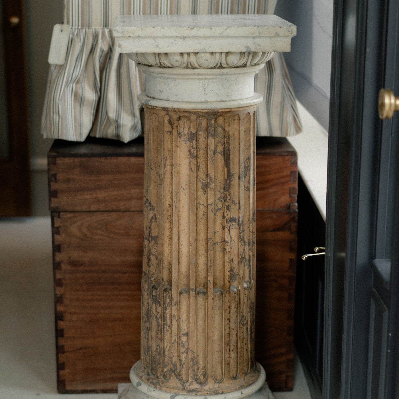 19th C. Italian Scagliola Marble Column Pedestal