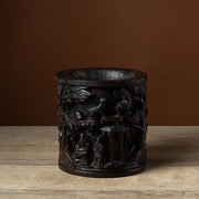 Chinese Carved Hardwood Brush Pot
