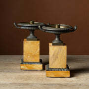 Pair of 19th C. Bronze & Marble Tazzas