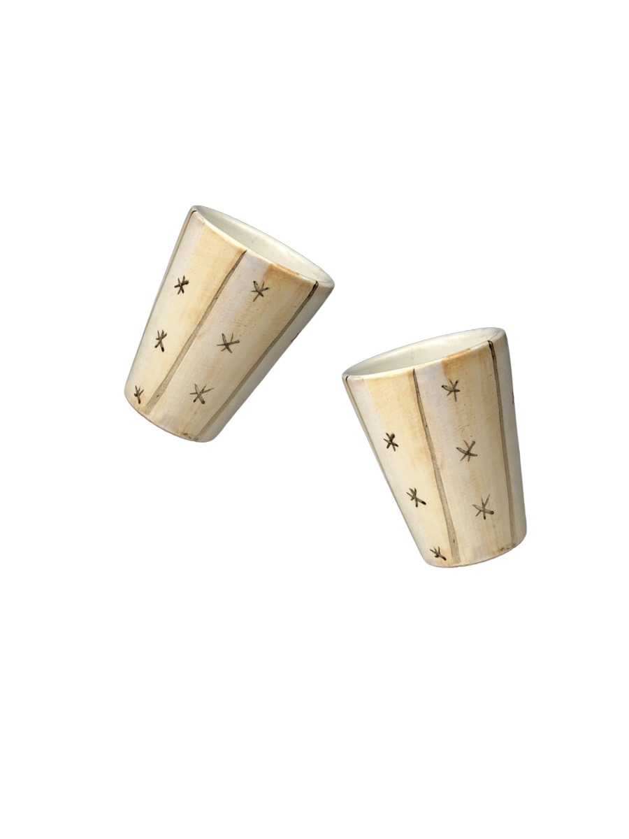 Set di 2 bicchierini da shot -  beige e pattern stelline