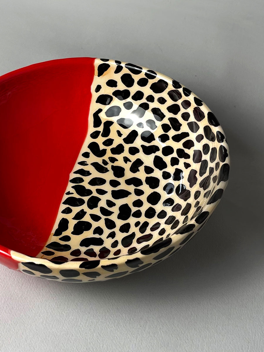 BOWL ANIMALIER - rosso Ferrari e leopardato