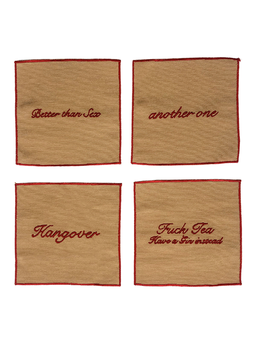 Set tovaglioli da cocktail - Beige e Rosso