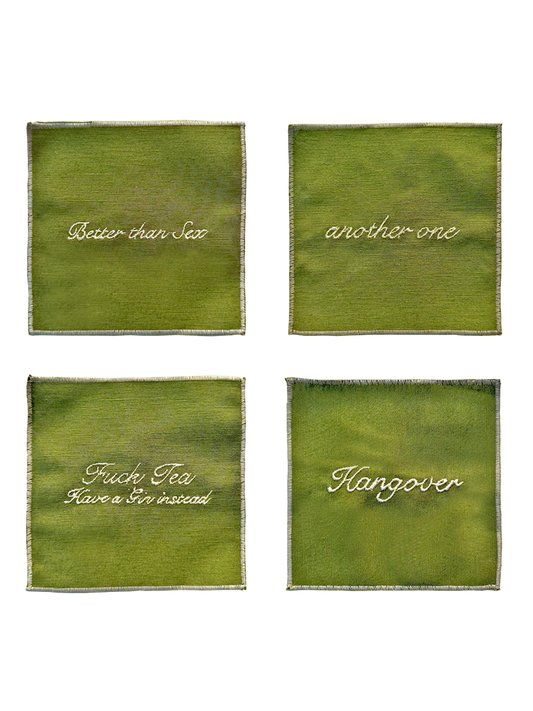 Set di Tovaglioli da Cocktail - Verde oliva e burro