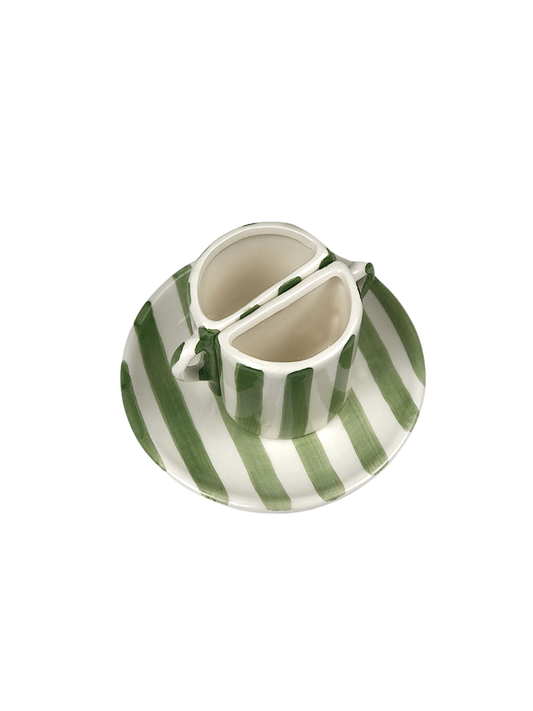 Set di tazze te - righe Verdi e Beige
