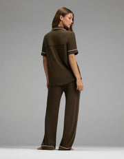 Women's Bamboo Rib-Knit Classic Short Sleeve & Pant Pajama Set