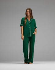 Women's Bamboo Rib-Knit Classic Short Sleeve & Pant Pajama Set