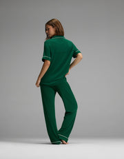 Women's Bamboo Rib-Knit Classic Short Sleeve & Pant Pajama Set