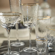 Aperitivo Hammered Wine Glasses with Gold Rim (Set of 4)