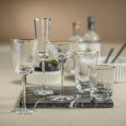 Aperitivo Hammered Wine Glasses with Gold Rim (Set of 4)