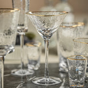 Aperitivo Hammered Martini Glasses with Gold Rim (Set of 4)