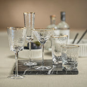 Aperitivo Hammered Martini Glasses with Gold Rim (Set of 4)