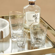 Aperitivo Hammered Highball Glasses with Gold Rim (Set of 4)
