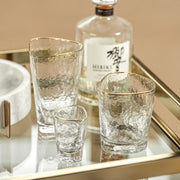 Aperitivo Hammered Double Old Fashioned Glasses with Gold Rim (Set of 4)