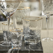 Aperitivo Hammered Double Old Fashioned Glasses with Gold Rim (Set of 4)