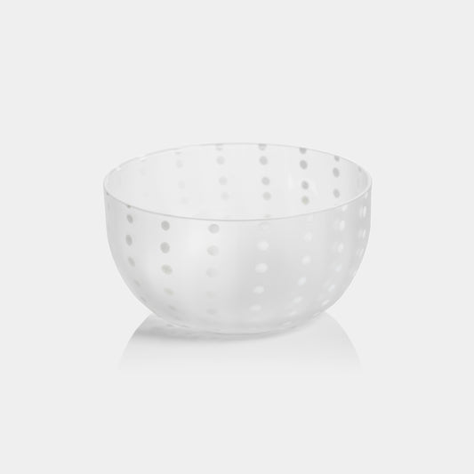 Portofino White Dot Condiment Frosted Glass Bowls (Set of 4)