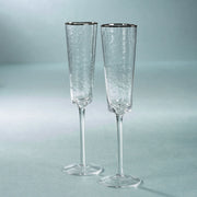Aperitivo Hammered Champagne Flutes with Platinum Rim (Set of 4)