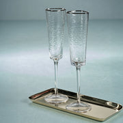 Aperitivo Hammered Champagne Flutes with Platinum Rim (Set of 4)