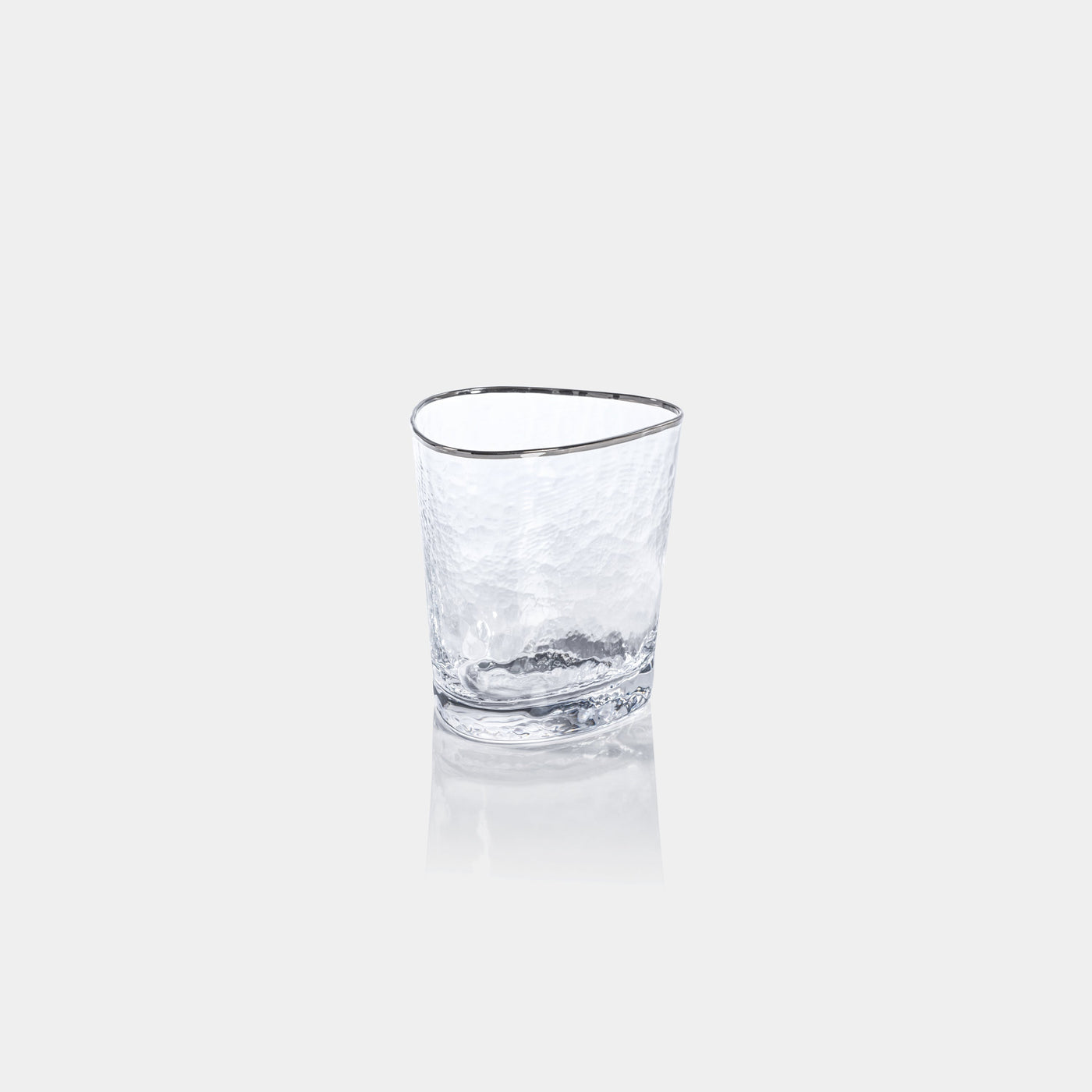 Aperitivo Hammered Double Old Fashioned Glasses with Platinum Rim (Set of 4)