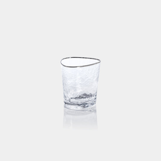 Aperitivo Hammered Double Old Fashioned Glasses with Platinum Rim (Set of 4)