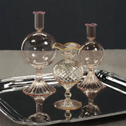 Treviso Bulb Glass Vase with Color Rim - Peach - Large (8.5 in)