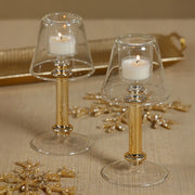 Isola Glass Tealight Lamp Candle Holder, Clear and Gold